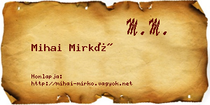 Mihai Mirkó névjegykártya